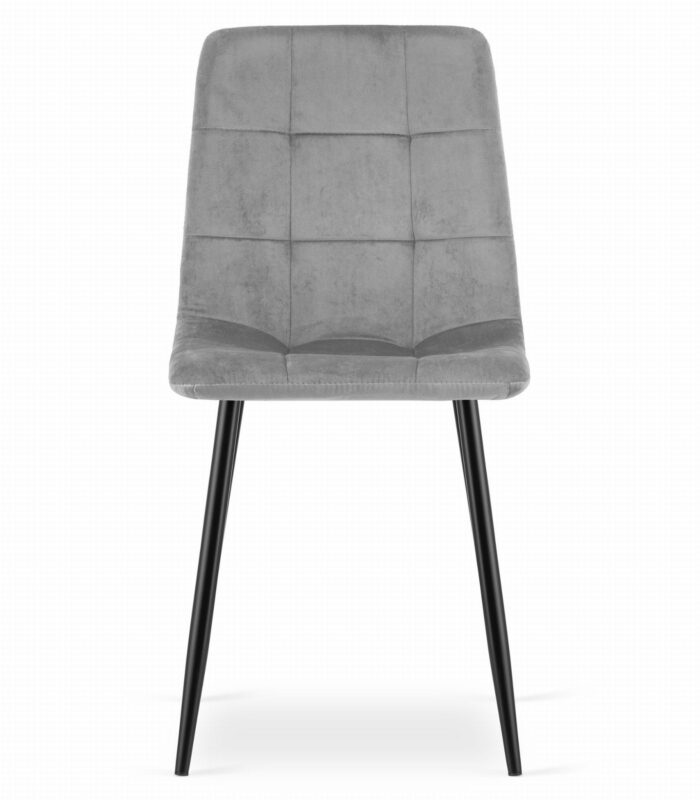 Krzesło CETARA jasnoszare aksamitne tapicerowane, metalowe nogi, komfortowe, do salonu, domowego biura, gabinetu, 2 sztuki, wymiary 45x87x51 cm - obrazek 4