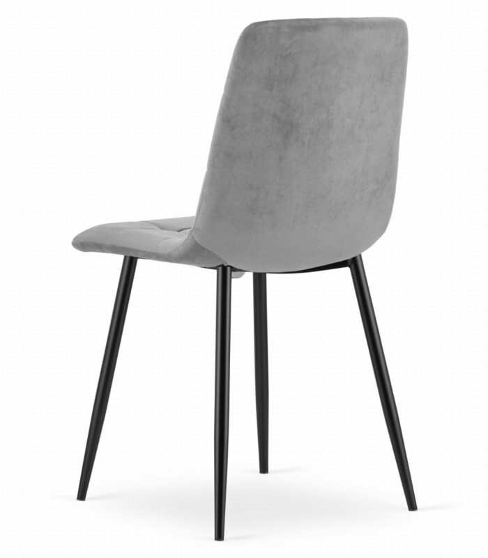 Krzesło CETARA jasnoszare aksamitne tapicerowane, metalowe nogi, komfortowe, do salonu, domowego biura, gabinetu, 2 sztuki, wymiary 45x87x51 cm - obrazek 6