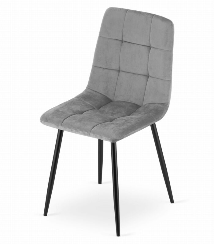Krzesło CETARA jasnoszare aksamitne tapicerowane, metalowe nogi, komfortowe, do salonu, domowego biura, gabinetu, 2 sztuki, wymiary 45x87x51 cm - obrazek 7