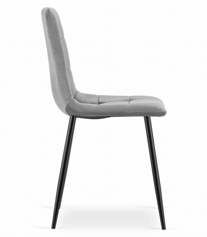 Krzesło CETARA jasnoszare aksamitne tapicerowane, metalowe nogi, komfortowe, do salonu, domowego biura, gabinetu, 2 sztuki, wymiary 45x87x51 cm - obrazek 8
