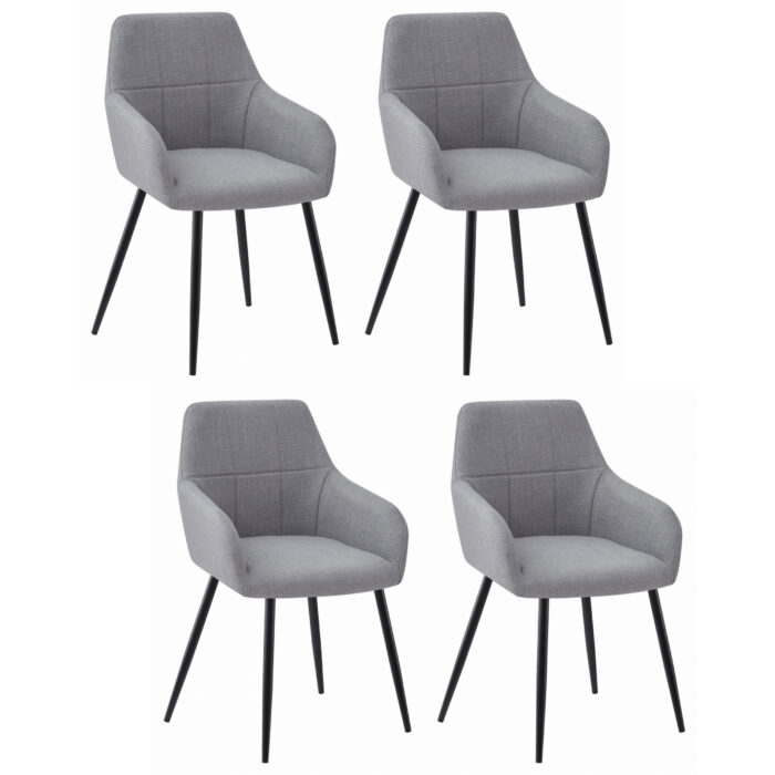 Krzesło ORGOSOLO jasno szare z tkaniny BJORN, metalowe nogi, do salonu, jadalni, domowego biura, 4 sztuki, wymiary 57x85x59 cm, obciążenie do 110 kg - obrazek 1