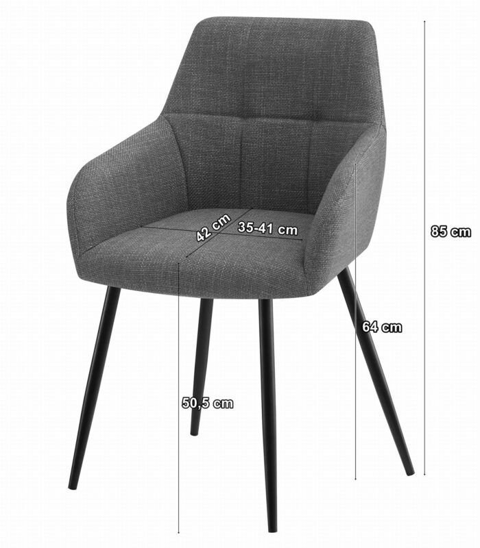 Krzesło ORGOSOLO jasno szare z tkaniny BJORN, metalowe nogi, do salonu, jadalni, domowego biura, 4 sztuki, wymiary 57x85x59 cm, obciążenie do 110 kg - obrazek 2