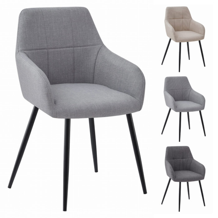 Krzesło ORGOSOLO jasno szare z tkaniny BJORN, metalowe nogi, do salonu, jadalni, domowego biura, 4 sztuki, wymiary 57x85x59 cm, obciążenie do 110 kg - obrazek 3