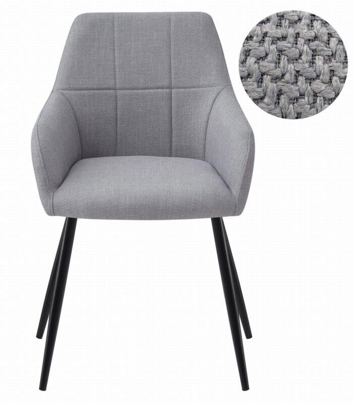 Krzesło ORGOSOLO jasno szare z tkaniny BJORN, metalowe nogi, do salonu, jadalni, domowego biura, 4 sztuki, wymiary 57x85x59 cm, obciążenie do 110 kg - obrazek 4