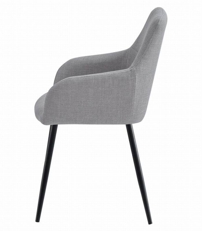 Krzesło ORGOSOLO jasno szare z tkaniny BJORN, metalowe nogi, do salonu, jadalni, domowego biura, 4 sztuki, wymiary 57x85x59 cm, obciążenie do 110 kg - obrazek 5