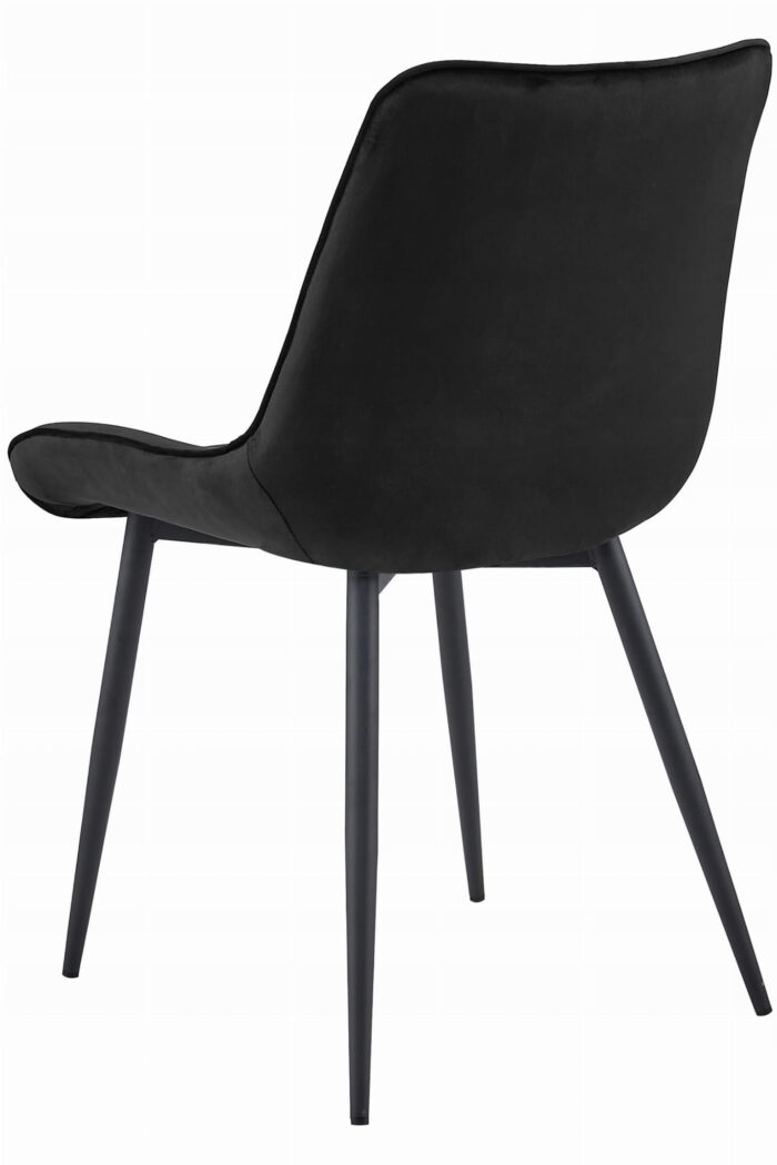 Krzesło EXILLES, czarne aksamitne tapicerowane, metalowe nogi, wymiary 54x88x60 cm, do salonu, jadalni, sypialni, 6 sztuk, obciążenie do 110 kg - obrazek 6