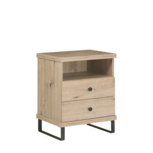 Nightstand NAKUSP - Oak - Drawers - Metal Legs - 48 x 50 x 41 cm