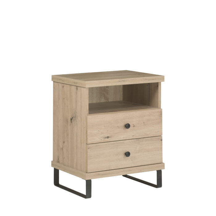 Nightstand NAKUSP - Oak - Drawers - Metal Legs - 48 x 50 x 41 cm - obrazek 1