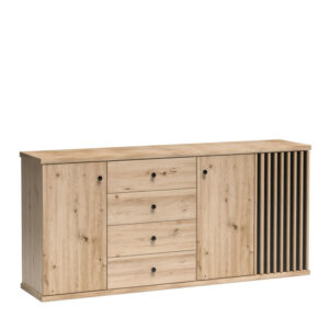 Komoda NASKUP - Dąb - Lamele - Szuflady - 183 x 86 x 41 cm