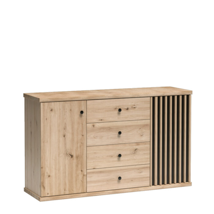 NAKUSPJAR000026_00.jpg Komoda NASKUP - Dąb - Lamele - Szuflady - 143 x 86 x 41 cm - obrazek 1