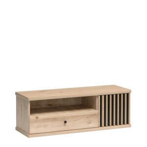 Szafka pod Telewizor NAKUSP - Dąb - Lamele - Szuflada - 124 x 44 x 41 cm