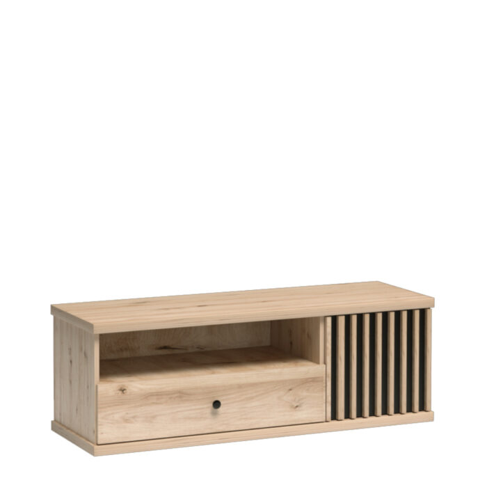 Szafka pod Telewizor NAKUSP - Dąb - Lamele - Szuflada - 124 x 44 x 41 cm - obrazek 1