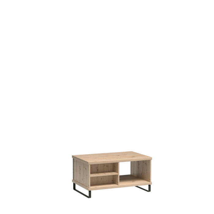 Stolik Kawowy NAKUSP - Dąb - Lamele - Metalowe Nogi - 90 x 36 x 58 cm - obrazek 3