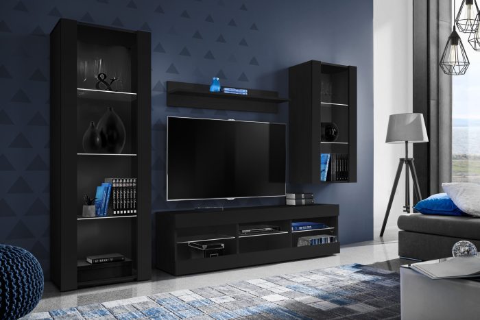 Zestaw Mebli RTV Tivoli Medio, Czarny/Czarny - obrazek 2