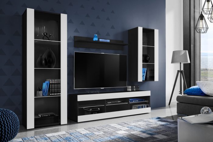 Zestaw Mebli RTV Tivoli Medio, Biały/Czarny - obrazek 2