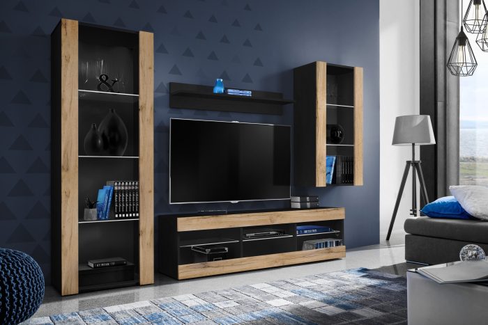 Zestaw Mebli RTV Tivoli Medio, Wotan/Czarny - obrazek 2