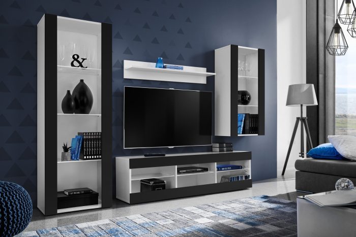 Zestaw Mebli RTV Tivoli Medio, Czarny/Biały - obrazek 2