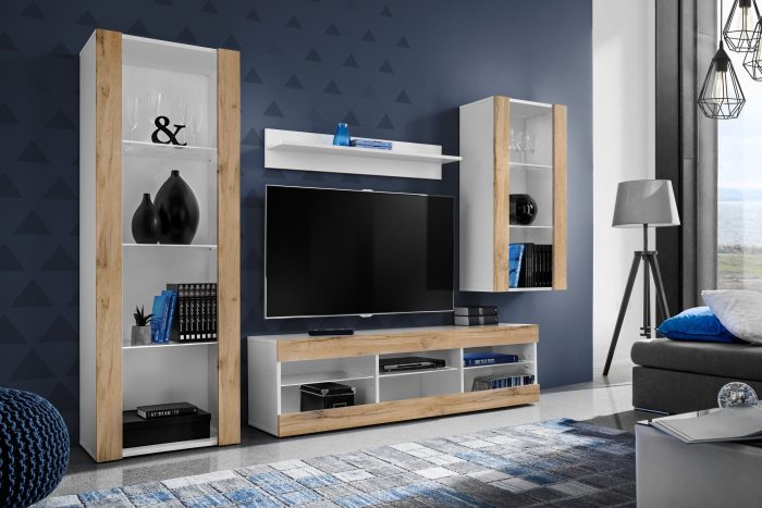 Zestaw Mebli RTV Tivoli Medio, Wotan/Biały - obrazek 2