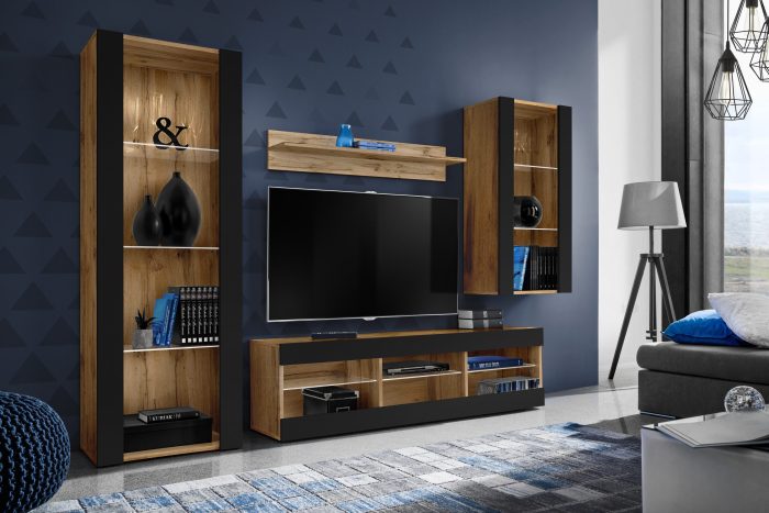 Zestaw Mebli RTV Tivoli Medio, Czarny/Wotan - obrazek 2