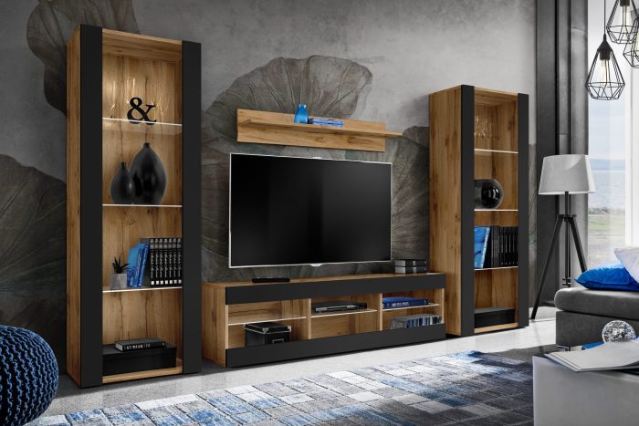 Zestaw Mebli RTV Tivoli Grande, Czarny/Wotan - obrazek 2