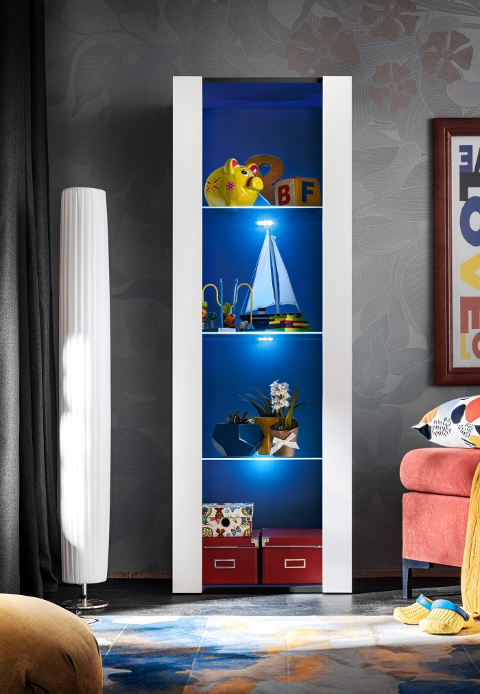 Witryna Tivoli, Biały/Czarny Oświetlenie LED Niebieskie - obrazek 8