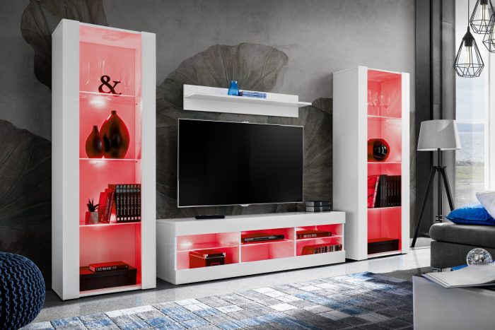 Zestaw Mebli RTV Tivoli Grande, Biały/Biały Oświetlenie LED RGB - obrazek 2