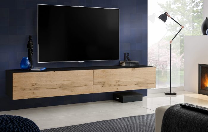 Wisząca Szafka RTV Loreto, Wotan/Czarny - obrazek 2