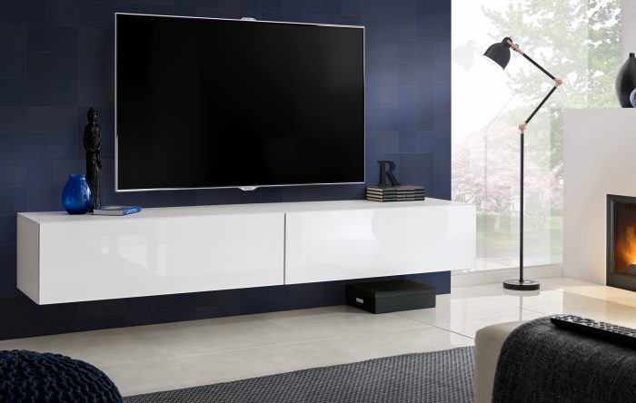 Wisząca Szafka RTV Loreto, Biały/Biały - obrazek 2