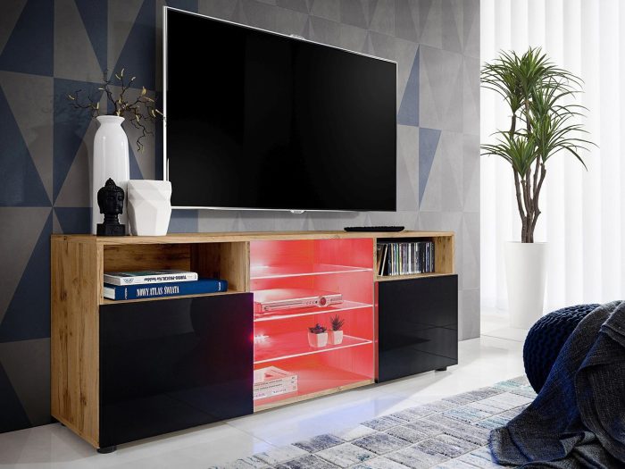 Szafka RTV Urbino, Czarny/Wotan Oświetlenie LED RGB - obrazek 2