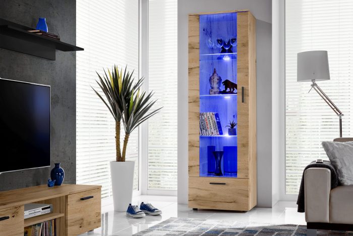 Witryna Stojąca Alessandria, Wotan/Wotan Oświetlenie LED Niebieskie - obrazek 4