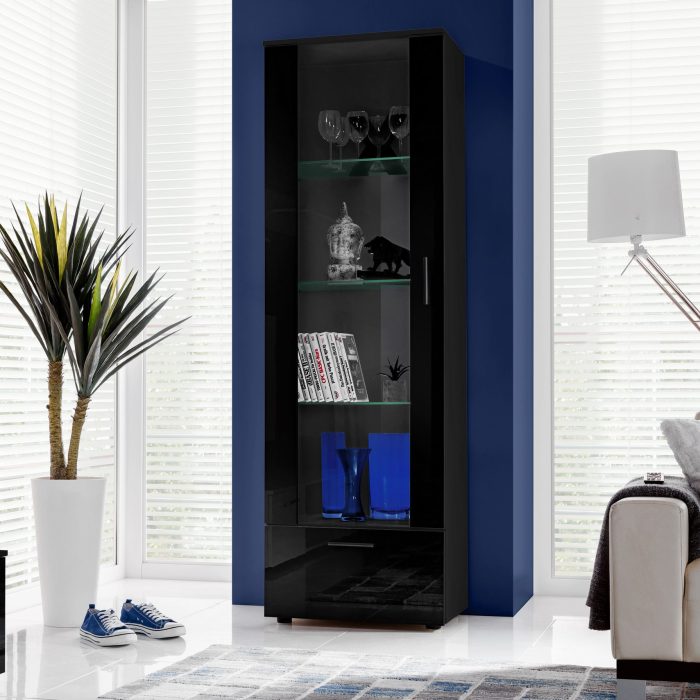 Witryna Stojąca Alessandria, Czarny/Czarny - obrazek 2