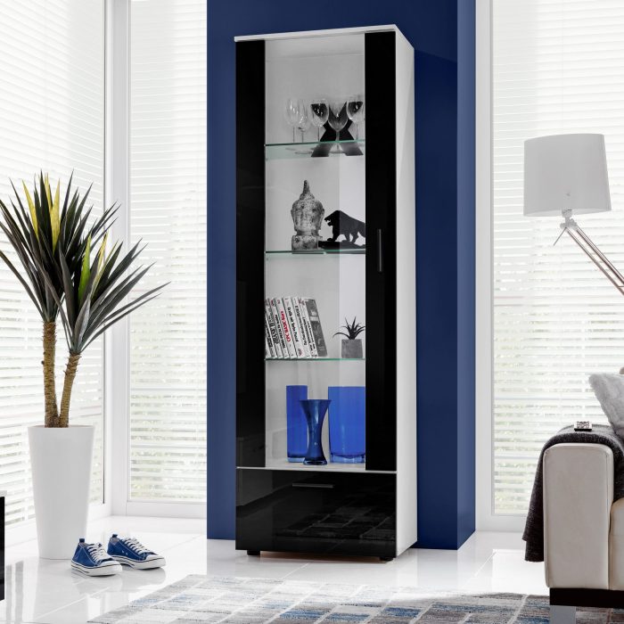 Witryna Stojąca Alessandria, Czarny/Biały - obrazek 2