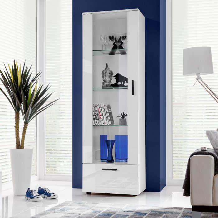 Witryna Stojąca Alessandria, Biały/Biały - obrazek 2