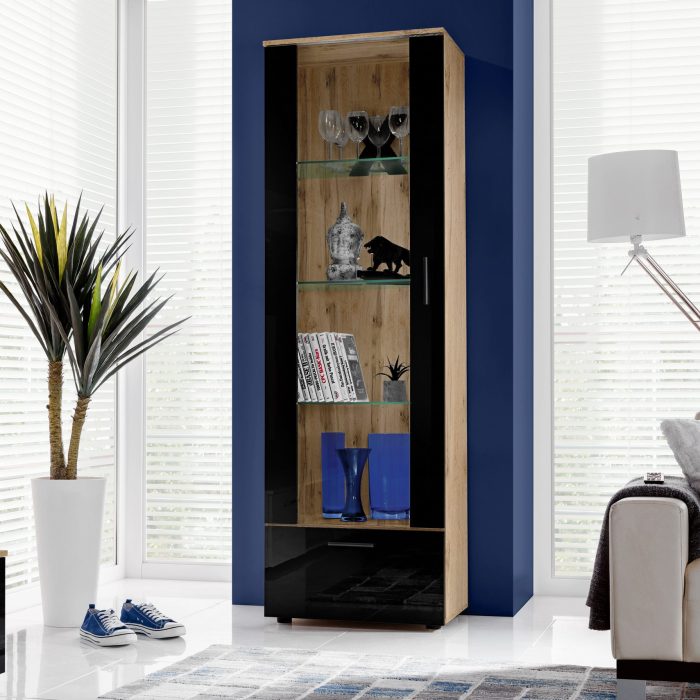 Witryna Stojąca Alessandria, Czarny/Wotan - obrazek 2