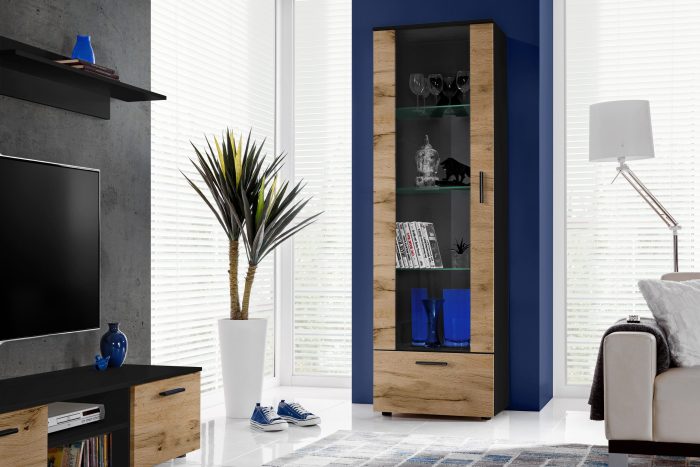 Witryna Stojąca Alessandria, Wotan/Czarny - obrazek 4