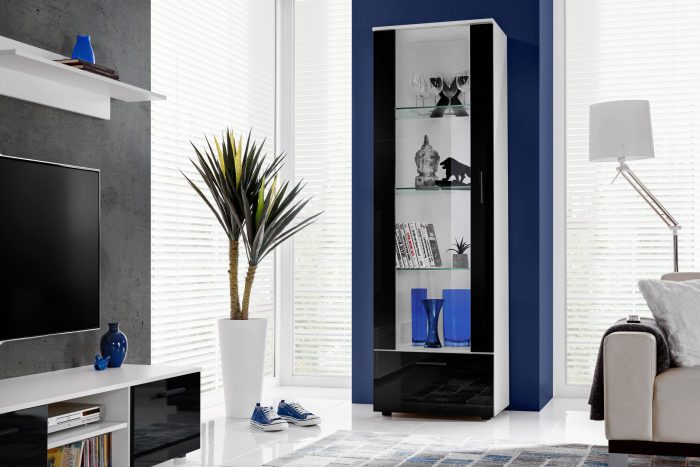 Witryna Stojąca Alessandria, Czarny/Biały - obrazek 4