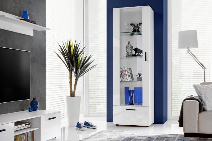 Witryna Stojąca Alessandria, Biały/Biały - obrazek 4