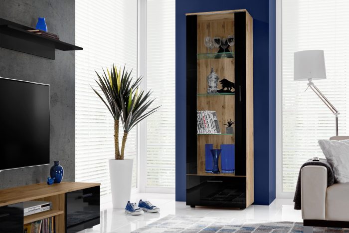 Witryna Stojąca Alessandria, Czarny/Wotan - obrazek 4