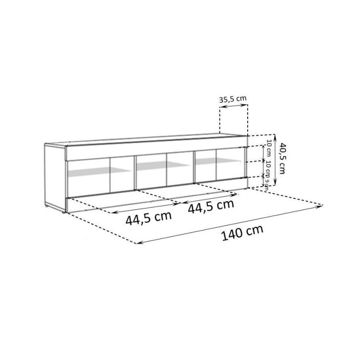 Komodee, Szafka RTV, Tivoli RTV2, Wotan/Czarny, Szerokość 100cm x Wysokość 36cm x Głębokość 35cm, LED Niebieskie, do Salonu, Sypialni - obrazek 4