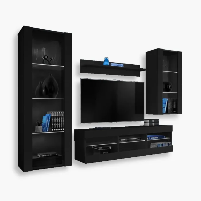 Zestaw Mebli RTV Tivoli Medio, Czarny/Czarny - obrazek 1