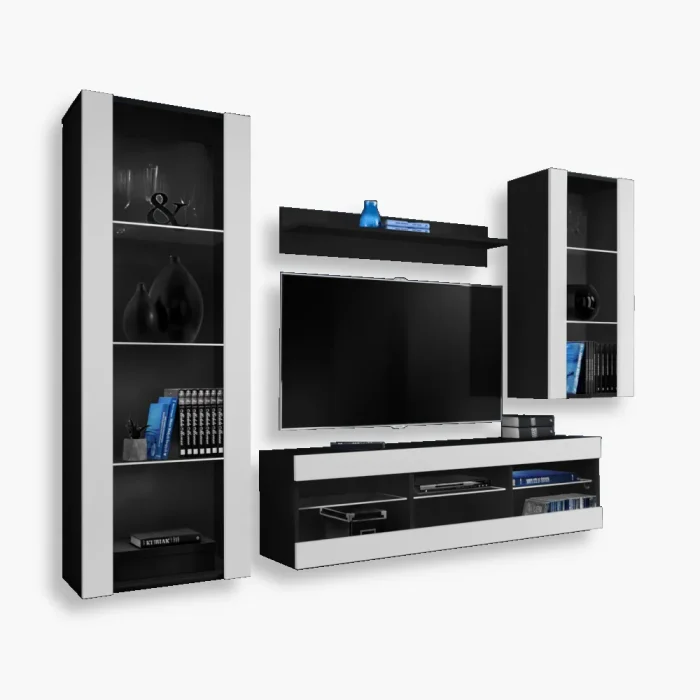 Zestaw Mebli RTV Tivoli Medio, Biały/Czarny - obrazek 1