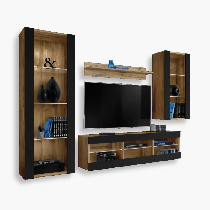 Zestaw Mebli RTV Tivoli Medio, Czarny/Wotan - obrazek 1