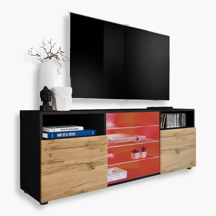 Szafka RTV Urbino, Wotan/Czarny Oświetlenie LED RGB - obrazek 1