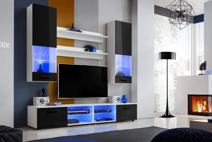 Zestaw Mebli RTV Varallo, Czarny/Biały - obrazek 2