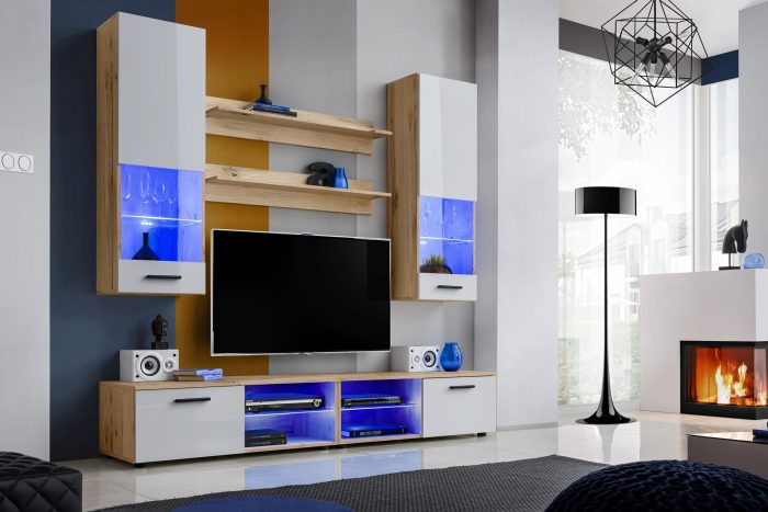 Zestaw Mebli RTV Varallo, Biały/Wotan - obrazek 2