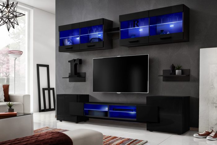 Zestaw Mebli RTV Foggia, Czarny/Czarny - obrazek 2