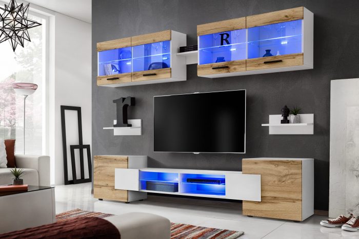 Zestaw Mebli RTV Foggia, Wotan/Biały - obrazek 2