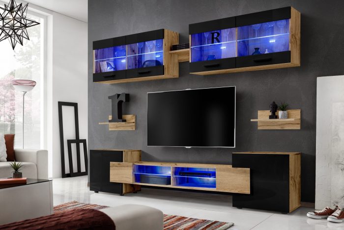 Zestaw Mebli RTV Foggia, Czarny/Wotan - obrazek 2