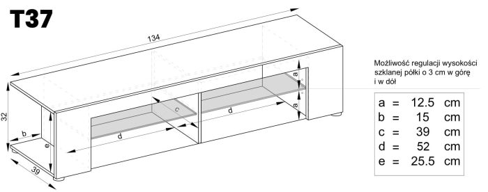 Szafka RTV T37, czarna/szara - obrazek 3