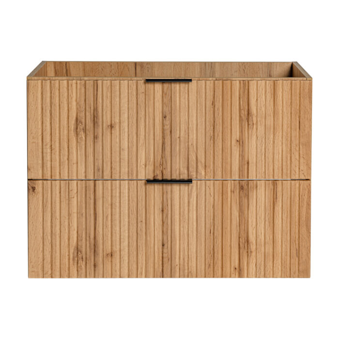 Szafka wisząca z umywalką i blatem ADEN - dąb Wotan - frezowane fronty - 2 szuflady - 80 x 75 x 46 cm - obrazek 8